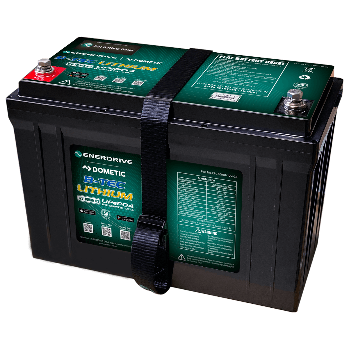 Enerdrive B-TEC 12V 100Ah G2 Lithium Battery