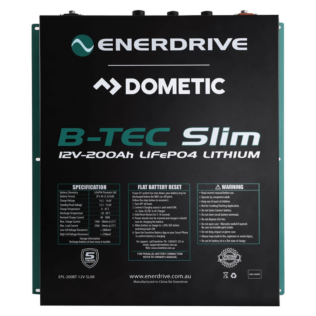 Enerdrive B-TEC 12V 200Ah Slimline Lithium Battery